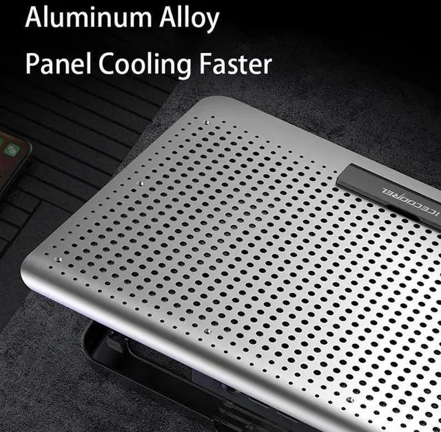 Alt view image 2 of 7 - Silver  Cooling Pad Notebook Stand Cooling Pad 7 Height Levels Wind Adjustment Knob for 17 inch Notebook Computers Laptop