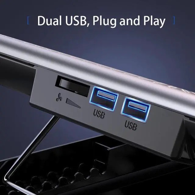 Alt view image 5 of 7 - Silver  Cooling Pad Notebook Stand Cooling Pad 7 Height Levels Wind Adjustment Knob for 17 inch Notebook Computers Laptop