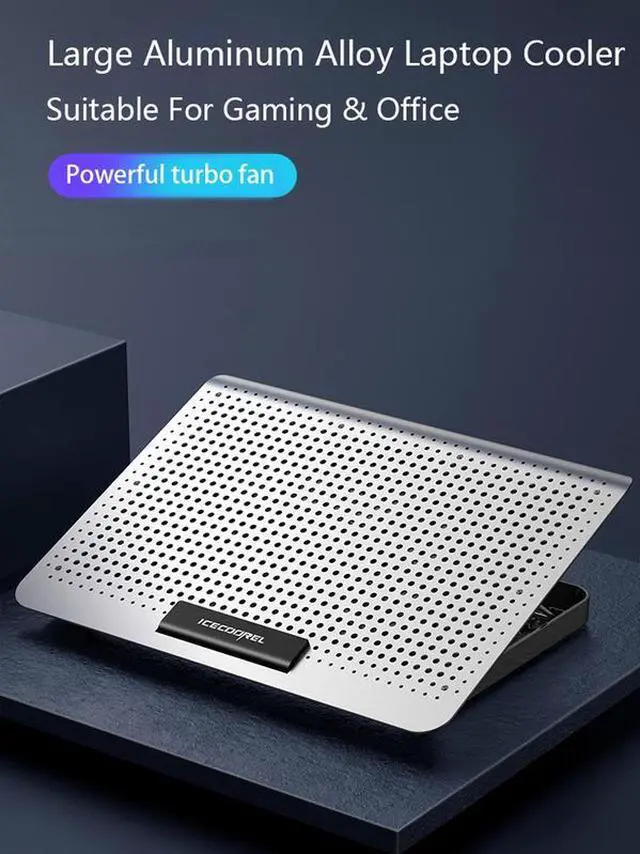 Alt view image 6 of 7 - Silver  Cooling Pad Notebook Stand Cooling Pad 7 Height Levels Wind Adjustment Knob for 17 inch Notebook Computers Laptop