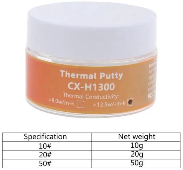 Alt view image 2 of 6 - 70g  G5AA CX H1300 Thermal Putty 13.5W/m.K Thermal Conductive Grease Paste Plaster Non-Conductive Heat Sink Compound 10/20/50/70g