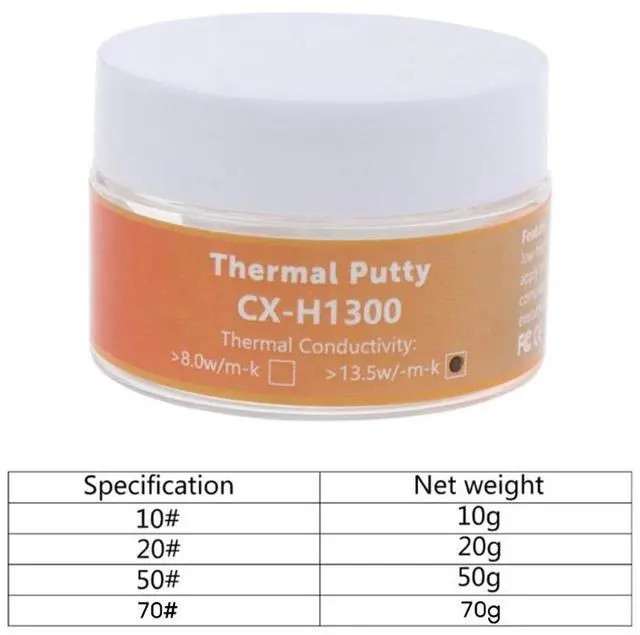 Alt view image 6 of 6 - 70g  G5AA CX H1300 Thermal Putty 13.5W/m.K Thermal Conductive Grease Paste Plaster Non-Conductive Heat Sink Compound 10/20/50/70g
