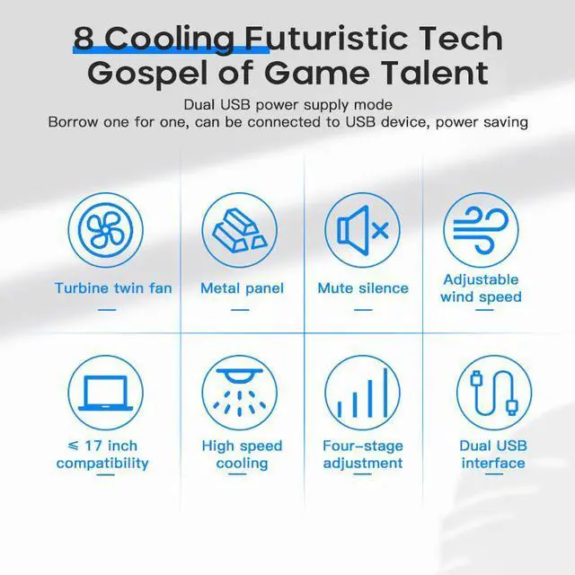 Alt view image 4 of 7 - 36 X 25.5 X 4  Two USB Laptop Cooling Pads Large Size For 12-16 Inch Notebook Silent Gaming Laptop Cooler Wind Speed Adjustable Laptop Stand