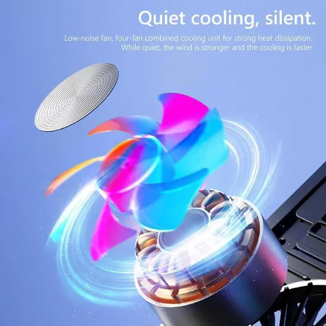 Alt view image 5 of 7 - Silver Aluminum 2 Fa  Upgraded Laptop Cooler 2/4Foldable Laptop Cooling Pad RGB 7 Height Adjustable Notebook Stand for 11-17.3 Inch Laptops