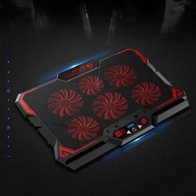 Alt view image 6 of 7 - Style B  17inch Gaming Laptop Cooler Six Fan Led Screen Two USB Port 2600RPM Laptop Cooling Pad Notebook Stand For Laptop