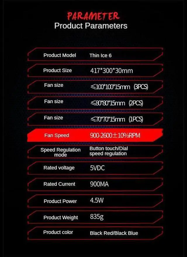 Alt view image 3 of 7 - Style B  17inch Gaming Laptop Cooler Six Fan Led Screen Two USB Port 2600RPM Laptop Cooling Pad Notebook Stand For Laptop