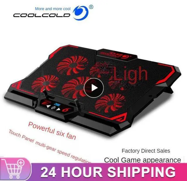 Alt view image 2 of 7 - Style B  17inch Gaming Laptop Cooler Six Fan Led Screen Two USB Port 2600RPM Laptop Cooling Pad Notebook Stand For Laptop