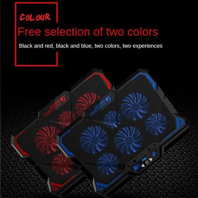 Alt view image 7 of 7 - Style B  17inch Gaming Laptop Cooler Six Fan Led Screen Two USB Port 2600RPM Laptop Cooling Pad Notebook Stand For Laptop