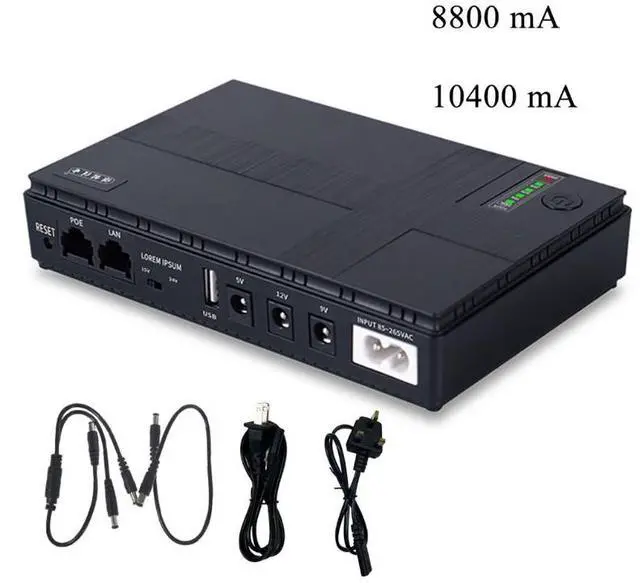 Alt view image 2 of 7 - 39XC4NB105347-UK-104  8800/10400mAh Uninterruptible Power Supply 5V 9V 12V Mini UPS Battery Backup