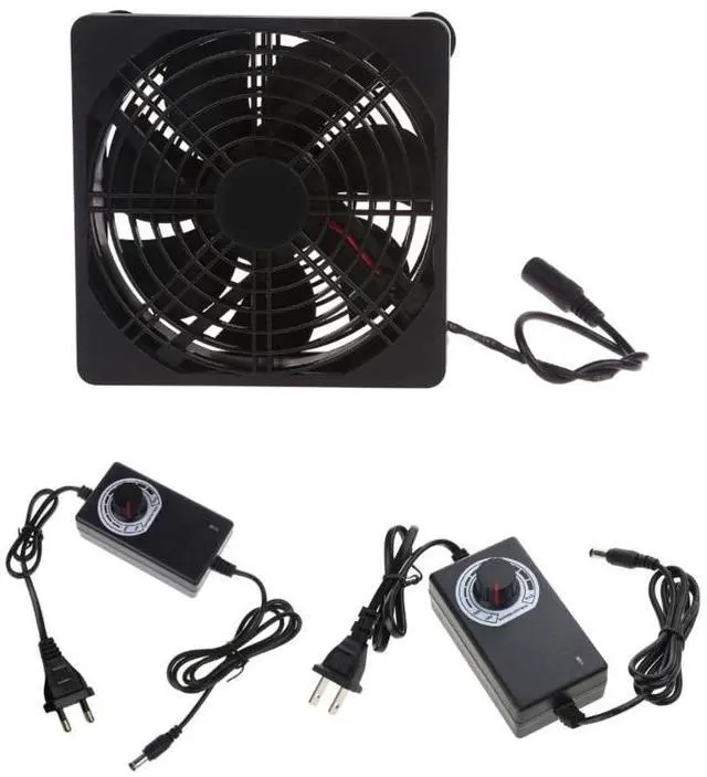 Alt view image 2 of 6 - EU plug  PC Cooler Cooling Fan 110V 220V Variable Speed Controller 3V to 12V for Biltong Box Greenhouse Receiver Amplifier