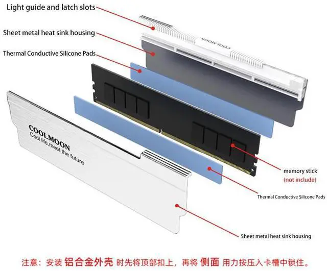 Alt view image 6 of 7 - 2pcs grey  5V-3PIN ARGB RAM Heatsink Portable High Quality Memory Heat Sink Efficient Durable Radiator For Desktop Computer PC Memory