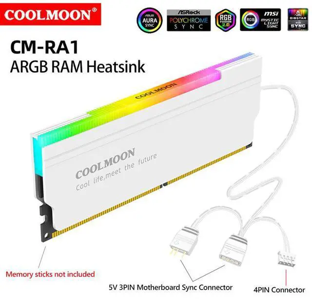 Alt view image 3 of 7 - 2pcs grey  5V-3PIN ARGB RAM Heatsink Portable High Quality Memory Heat Sink Efficient Durable Radiator For Desktop Computer PC Memory