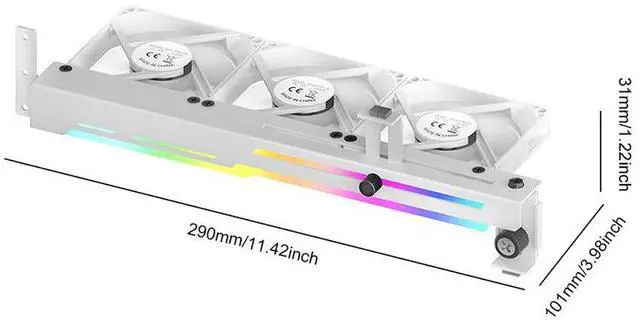 Main image of White  2 in 1 Graphics Card Radiator 1800RPM 5V 3Pin ARGB RGB LED Graphics Card Holder with 3x80mm Fans Graphics Card Cooling Fan