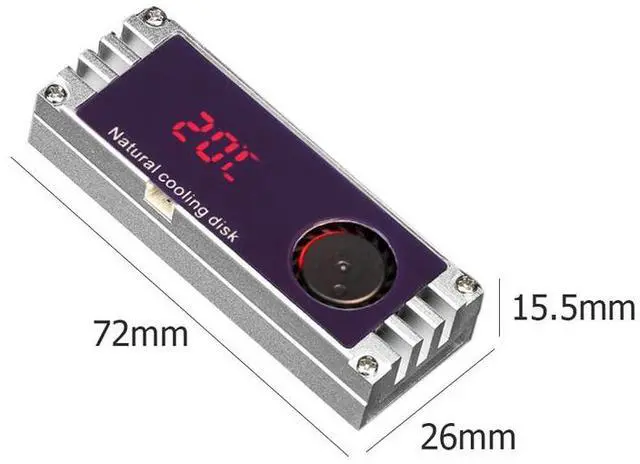 Alt view image 7 of 7 - black  Heatsink Cooler Solid State Drive Digital Real-Time Temperature Display Auxiliary Heat Dissipation for 2280 M.2 SSD NVMe NGFF