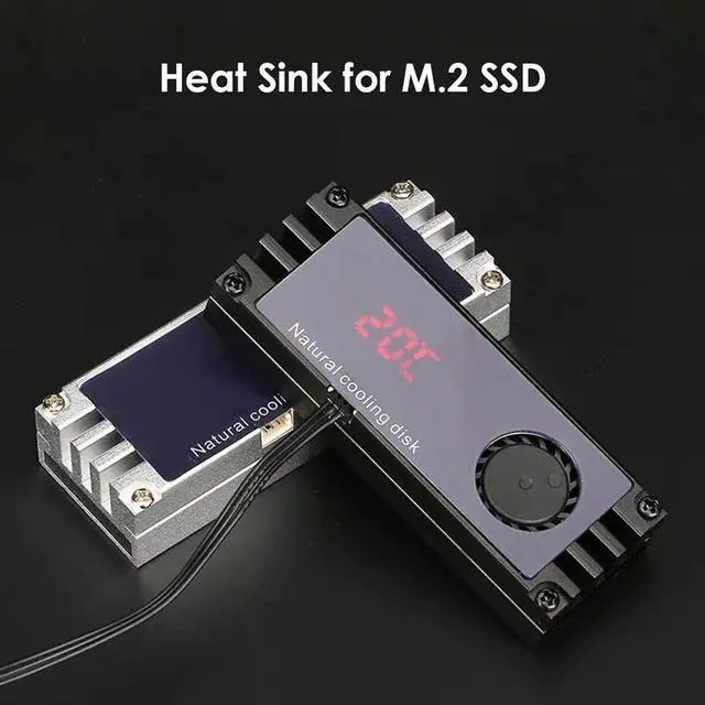 Alt view image 4 of 7 - black  Heatsink Cooler Solid State Drive Digital Real-Time Temperature Display Auxiliary Heat Dissipation for 2280 M.2 SSD NVMe NGFF