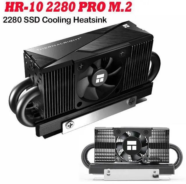 Alt view image 2 of 6 - Black  HR-10 2280 PRO M.2 SSD Heat Sink with 4PIN PWM Fan Solid State Drive Cooler Compact M.2 SSD Cooling Heat Sink Heatsink Vest