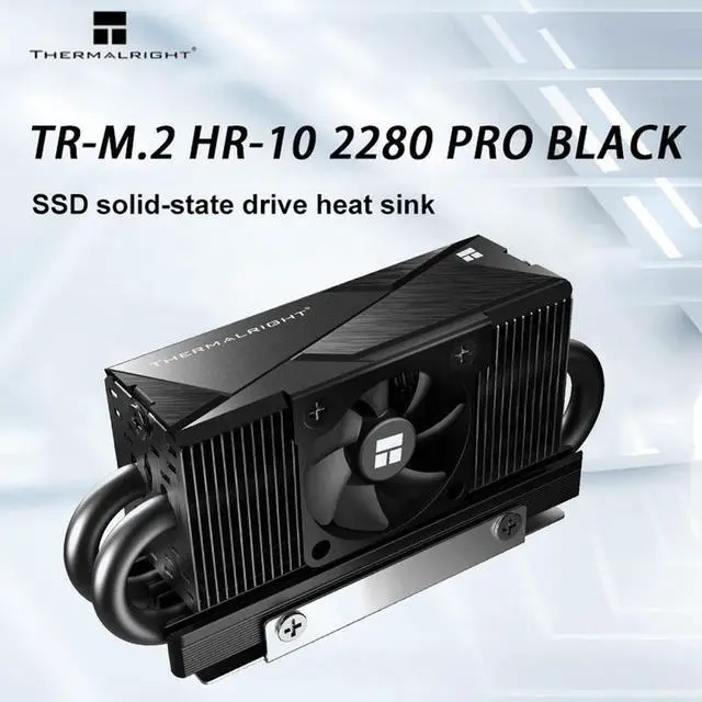 Alt view image 3 of 6 - Black  HR-10 2280 PRO M.2 SSD Heat Sink with 4PIN PWM Fan Solid State Drive Cooler Compact M.2 SSD Cooling Heat Sink Heatsink Vest