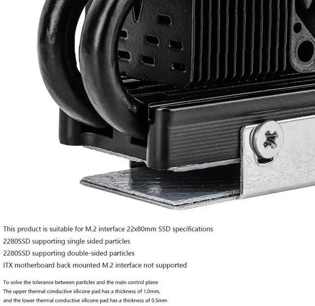 Alt view image 6 of 6 - Black  HR-10 2280 PRO M.2 SSD Heat Sink with 4PIN PWM Fan Solid State Drive Cooler Compact M.2 SSD Cooling Heat Sink Heatsink Vest