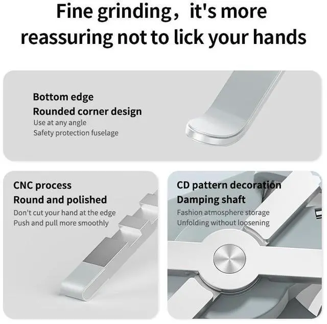 Alt view image 6 of 7 - Silver-with lights  New Adjustable Angle Dual Cooling Fan Aluminum Notebook Stand Portable Holder Tablet Base Computer Bracket Foldable Phone Stand