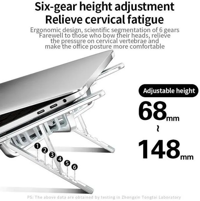 Alt view image 7 of 7 - Silver-with lights  New Adjustable Angle Dual Cooling Fan Aluminum Notebook Stand Portable Holder Tablet Base Computer Bracket Foldable Phone Stand