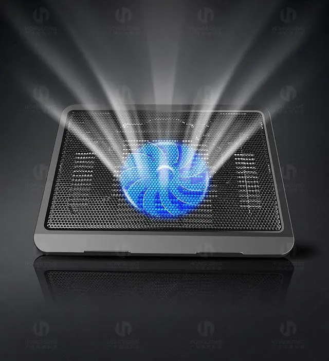 Alt view image 2 of 7 - black  N19 Laptop Cooling Base 10/12/14 inch Universal Large Fan Radiator Luminous Cooling Base Pad