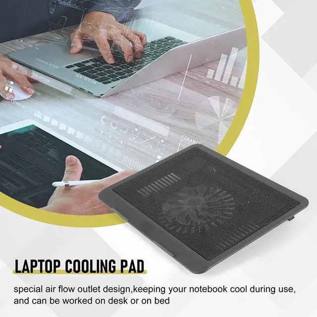 Alt view image 4 of 7 - black  N19 Laptop Cooling Base 10/12/14 inch Universal Large Fan Radiator Luminous Cooling Base Pad