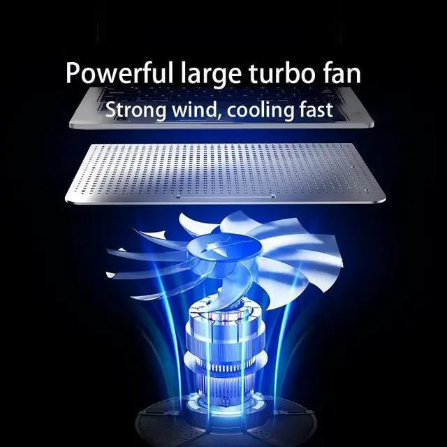 Alt view image 3 of 7 - Silver  Aluminum Alloy Laptop Cooler Stand Gaming Laptop Cooling Fan Laptop Cooling Pad 11 13 17 Inch Notebook Radiator Stand for Gaming