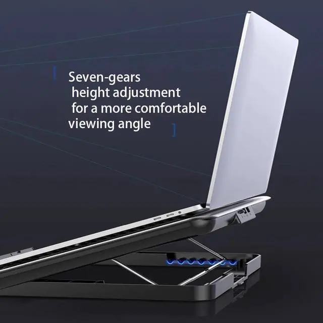 Alt view image 6 of 7 - Silver  Aluminum Alloy Laptop Cooler Stand Gaming Laptop Cooling Fan Laptop Cooling Pad 11 13 17 Inch Notebook Radiator Stand for Gaming