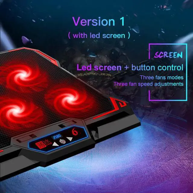 Alt view image 3 of 6 - red without screen  Gaming Laptop Cooler Notebook6 Fans Laptop Stand Cooling Bracket Heat Radiator Cooling Pad Tablet Ergonomic Holder Bracket