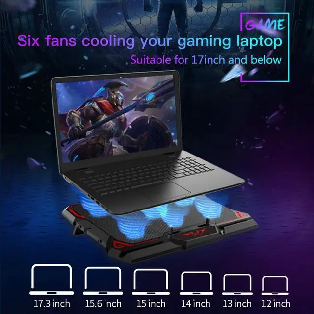 Alt view image 5 of 6 - red without screen  Gaming Laptop Cooler Notebook6 Fans Laptop Stand Cooling Bracket Heat Radiator Cooling Pad Tablet Ergonomic Holder Bracket