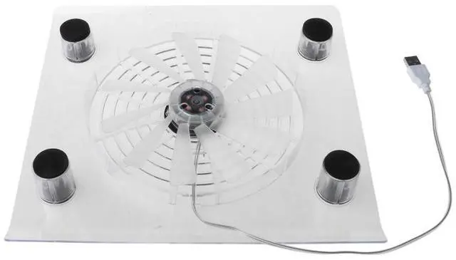 Alt view image 2 of 6 - White  Laptop Cooler USB Cooling Big Fan LED Light Cooler Base Pad Stand for 15" PC Notebook