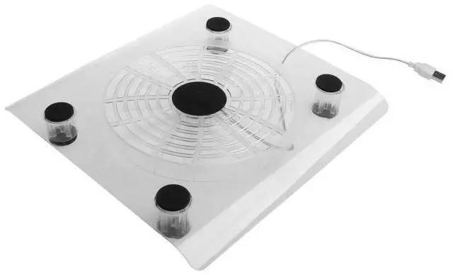 Alt view image 4 of 6 - White  Laptop Cooler USB Cooling Big Fan LED Light Cooler Base Pad Stand for 15" PC Notebook