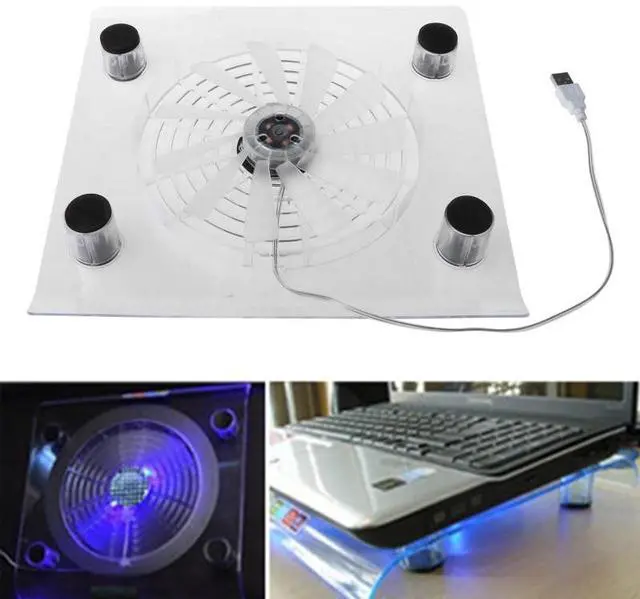 Alt view image 5 of 6 - White  Laptop Cooler USB Cooling Big Fan LED Light Cooler Base Pad Stand for 15" PC Notebook