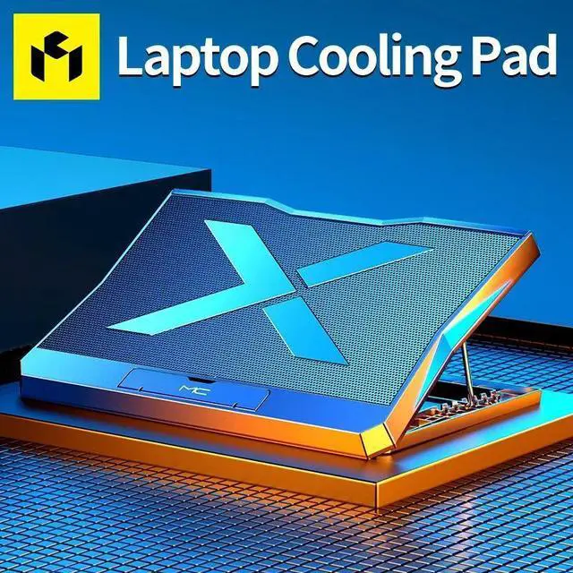 Main image of q3-Black and blue st  Q3 Gaming Laptop Cooler With Six Fans Adjustable Height Silent Cooling Pad Laptops Computer Stand For Laptops Below 15.6-inch
