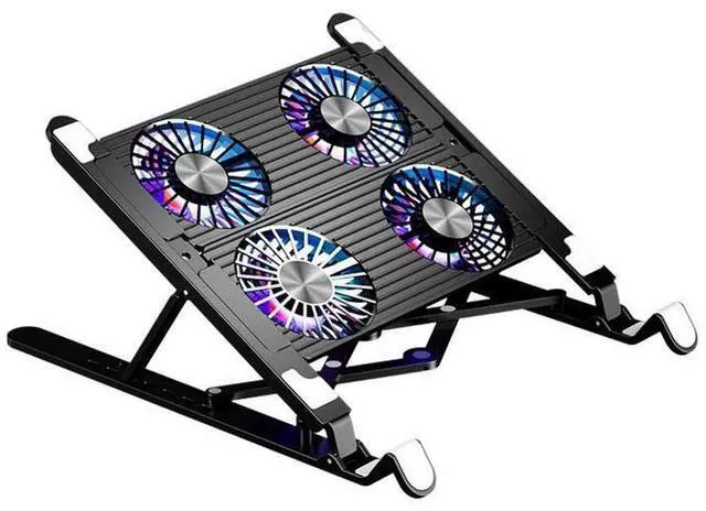 Alt view image 2 of 7 - Double fan model  Laptop Cooler PC Notebook LaptopFolding Height Adjustable Powerful Silent Laptop Cooling Stand Avoid Overheating