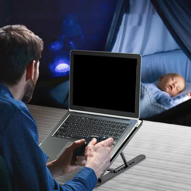 Alt view image 5 of 7 - Double fan model  Laptop Cooler PC Notebook LaptopFolding Height Adjustable Powerful Silent Laptop Cooling Stand Avoid Overheating