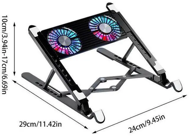 Alt view image 7 of 7 - Double fan model  Laptop Cooler PC Notebook LaptopFolding Height Adjustable Powerful Silent Laptop Cooling Stand Avoid Overheating