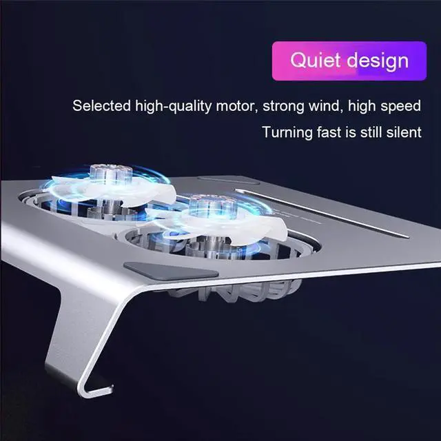 Alt view image 3 of 7 - silver  Laptop Cooling Pad Gaming Aluminum Laptop Stand Notebook Computer Radiator Bracket with Fans and USB Port for MacBook