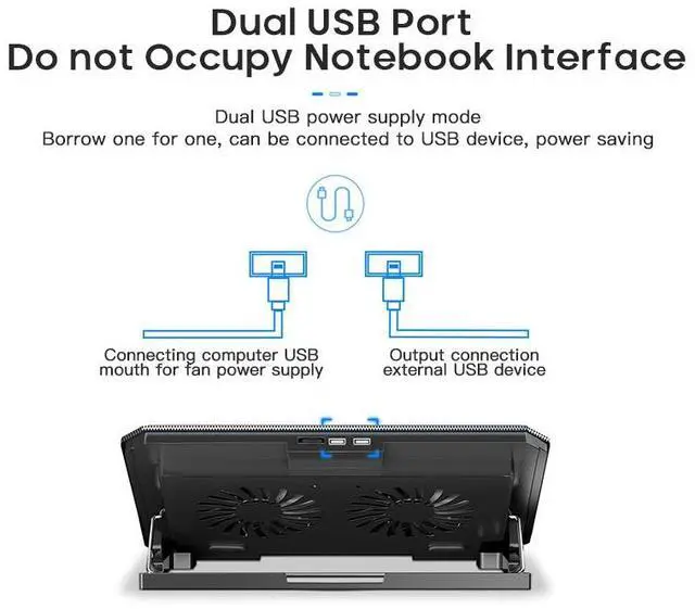 Alt view image 7 of 7 - 36 X 25.5 X 4  Two USB Laptop Cooling Pads Large Size For 12-16 Inch Notebook Silent Gaming Laptop Cooler Wind Speed Adjustable Laptop Stand