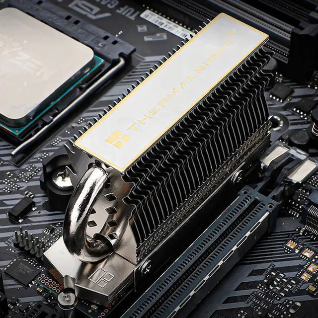 Alt view image 2 of 7 - Silver  Thermalright M.2 HR-09 2280 Solid State Drive Cooler Vest AGHP Heat Pipe SSD Hard Disk Metal Heatsink Radiator Cooling Pad PC