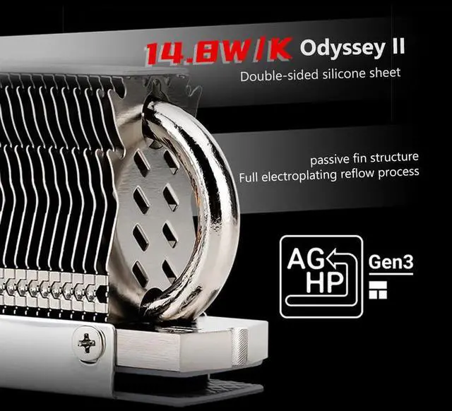 Alt view image 4 of 7 - Silver  Thermalright M.2 HR-09 2280 Solid State Drive Cooler Vest AGHP Heat Pipe SSD Hard Disk Metal Heatsink Radiator Cooling Pad PC