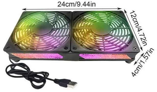 Main image of Blue  USB Portable Cooling Fan Efficient Heat Dissipation Laptop Cooling Base Silent Fan Radiator Luminouss Cooling Pad Laptop Stand