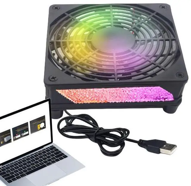 Alt view image 2 of 7 - Blue  USB Portable Cooling Fan Efficient Heat Dissipation Laptop Cooling Base Silent Fan Radiator Luminouss Cooling Pad Laptop Stand