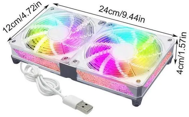 Main image of green  USB Portable Cooling Fan Efficient Heat Dissipation Laptop Cooling Base Silent Fan Radiator Luminouss Cooling Pad Laptop Stand