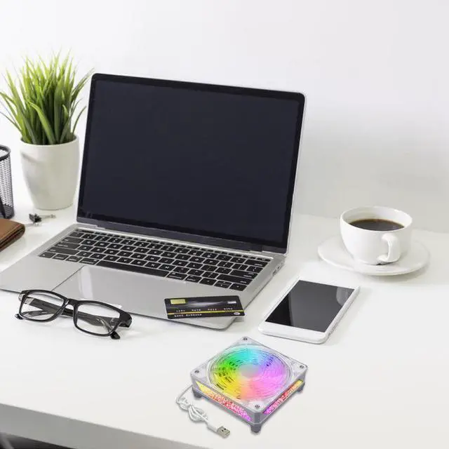 Alt view image 5 of 7 - Blue  USB Portable Cooling Fan Efficient Heat Dissipation Laptop Cooling Base Silent Fan Radiator Luminouss Cooling Pad Laptop Stand