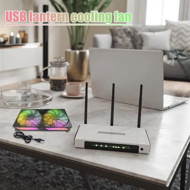 Alt view image 7 of 7 - Blue  USB Portable Cooling Fan Efficient Heat Dissipation Laptop Cooling Base Silent Fan Radiator Luminouss Cooling Pad Laptop Stand