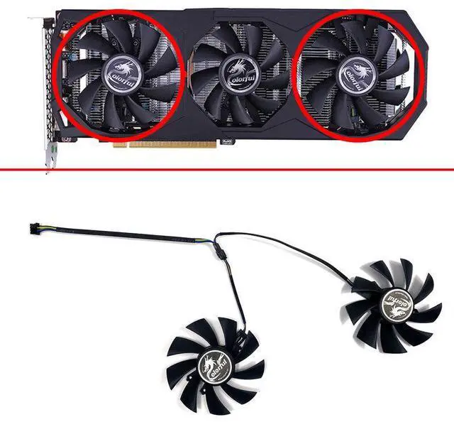 Main image of 2pcs  New  Cooling Fan 75MM 85MM 4PIN iGame RTX2070 SUPER RTX2060 for Colorful GeForce GTX 1660 SUPER Ultra RTX 2060 Ultra GPU Fan