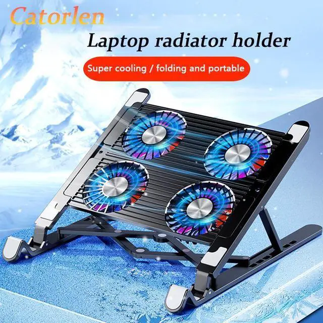 Alt view image 2 of 6 - Silvery  Foldable Laptop Radiator And Holder, Cooling Pad Bracket With Silent Fan For Macbook Tablet Notebook Stand Table For Laptop Acce