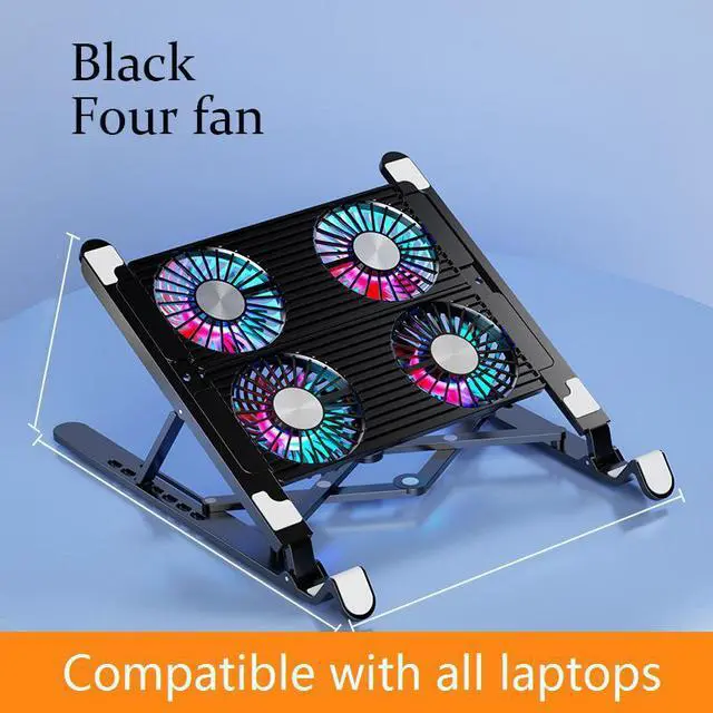 Alt view image 6 of 6 - Silvery  Foldable Laptop Radiator And Holder, Cooling Pad Bracket With Silent Fan For Macbook Tablet Notebook Stand Table For Laptop Acce