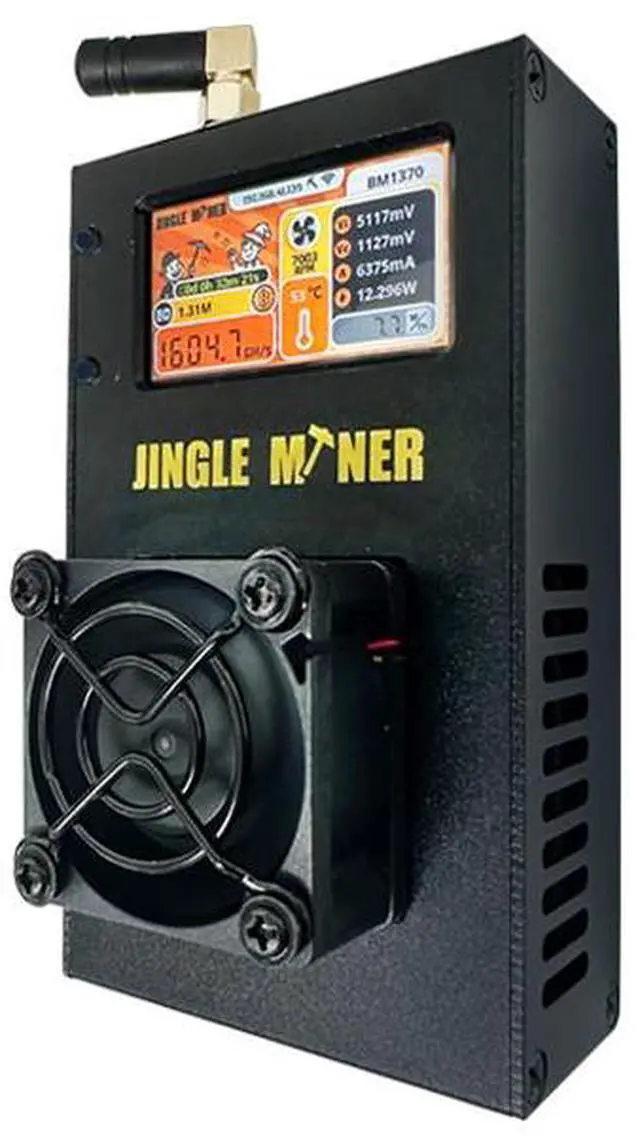 Main image of Jingle Miner BTC Solo Lite 1.2Th/s 23W BTC Miner Solo Lottery Miner SHA-256d Algorithm BM1370 ASIC Chip (Originally Developed for Antminer S21 Pro) with PSU and Power Cord