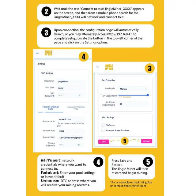 Alt view image 6 of 7 - Jingle Miner BTC Solo Lite 1.2Th/s 23W BTC Miner Solo Lottery Miner SHA-256d Algorithm BM1370 ASIC Chip (Originally Developed for Antminer S21 Pro) with PSU and Power Cord